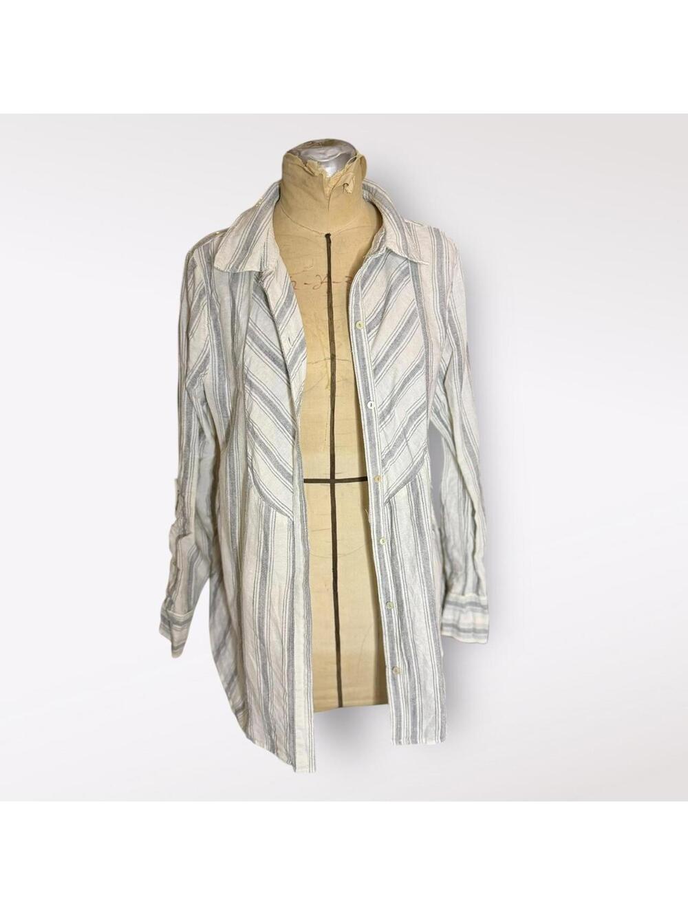 Anthropologie Lilka Linen Striped Button-Up Shirt